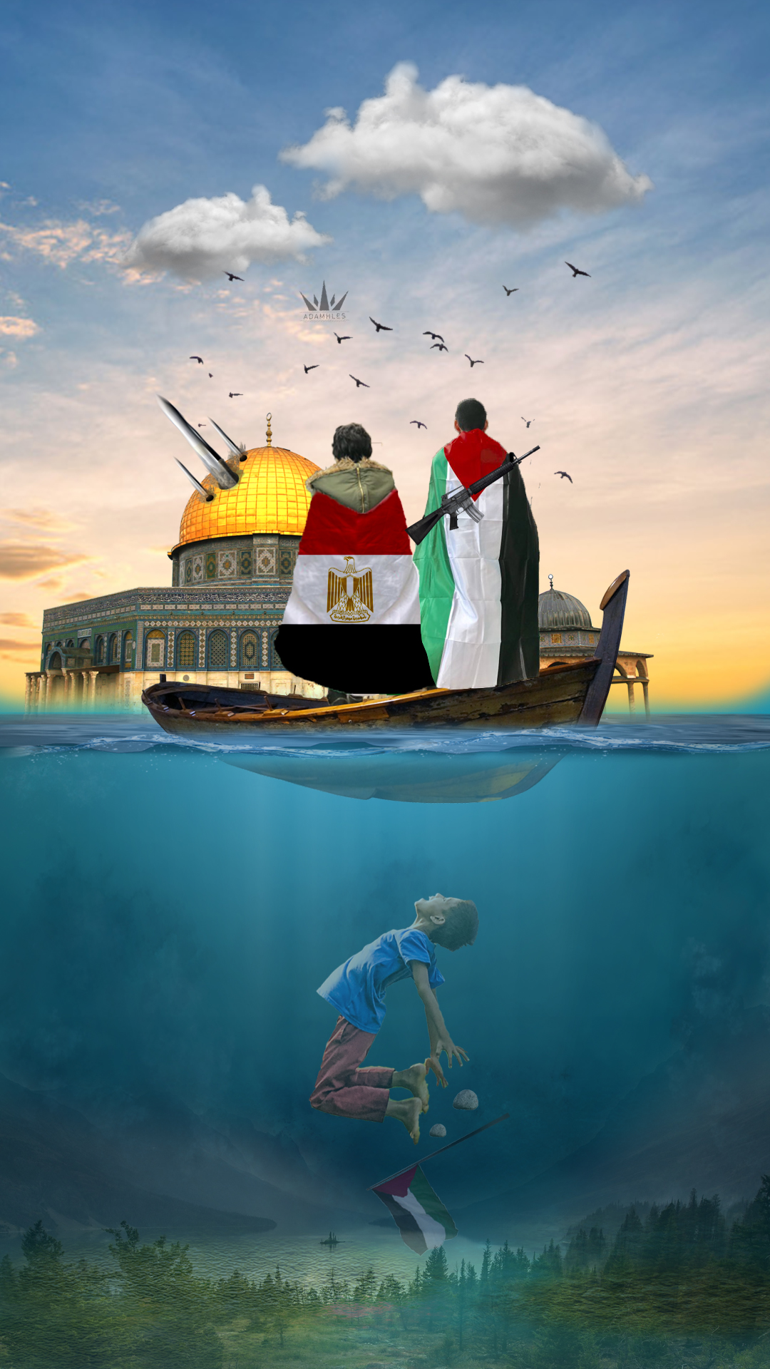 اجمل خلفية تصامن مع فلسطين علم مصر وعلم فلسطين Flag Egypt and Palestine