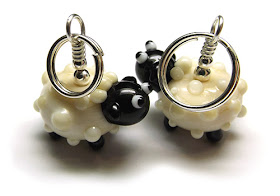 Lampwork glass sheep bead knitting stitch marker by Laura Sparling