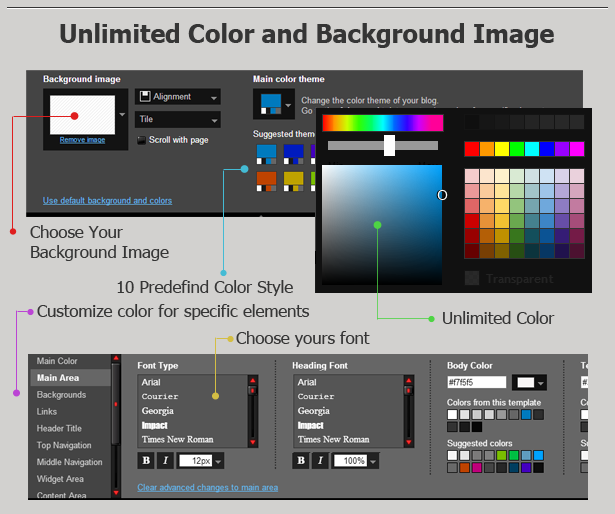 >Sevida Blogger Template Features Unlimited Color