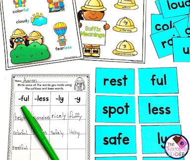 Using manipulatives like word cards can help your students learn how to build words using suffixes