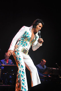 Ben Portsmouth  elvis tribute artist wearing Elvis Peacock Jumpsuit Collingwood 2012