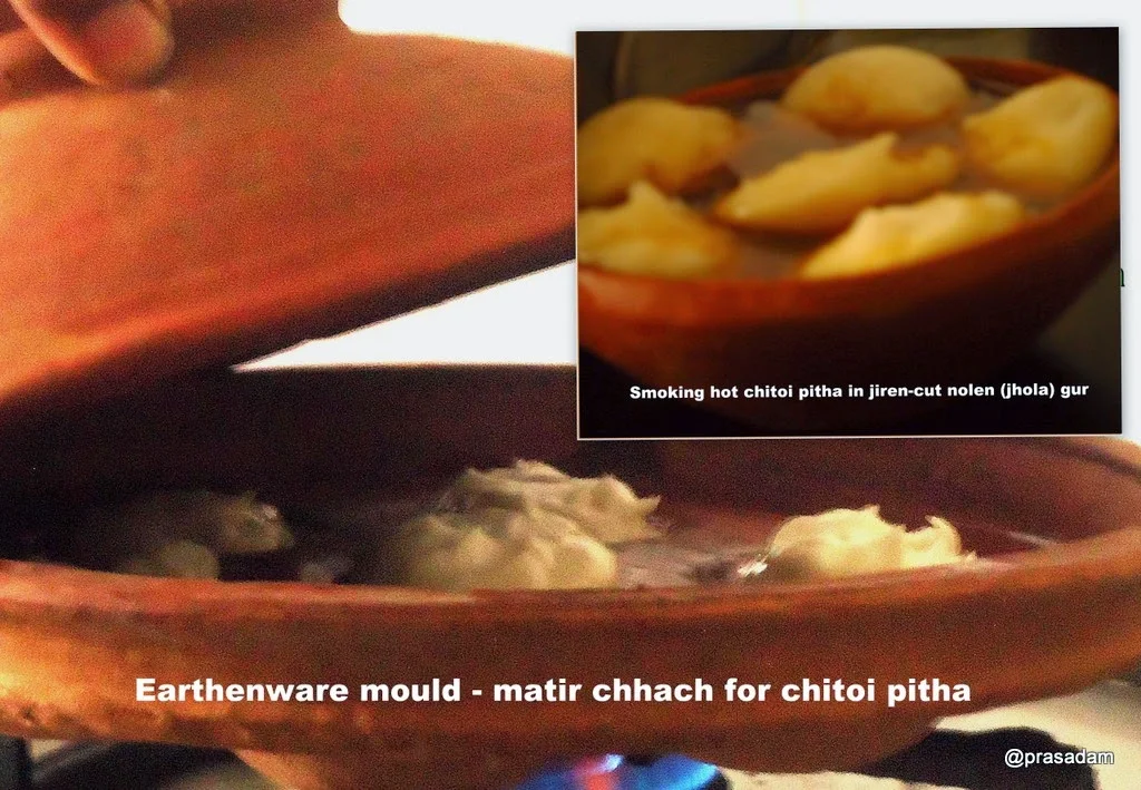 chitoi pitha cooked in earthenware mould