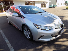 Crashed front on 2017 Chevy Volt before collision repairs at Almost Everything Auto Body.