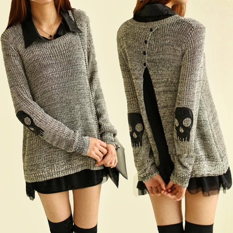 Stylish Skull Back Sweater