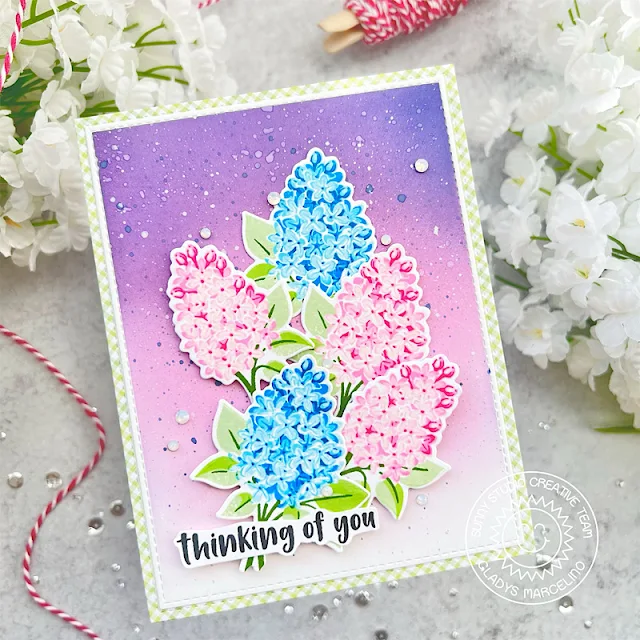 Sunny Studio Stamps: Lovely Lilacs Floral Card by Gladys Marcelino