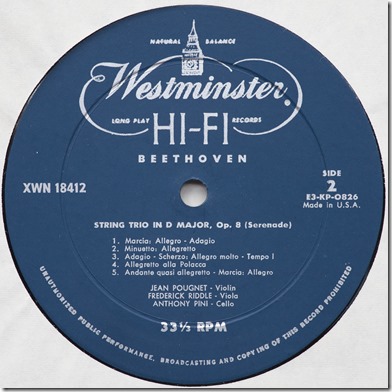 Westminster XWN 18412 S2 label