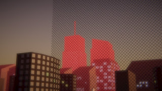 foto tirada no jogo de uma paisagem de prédios distantes
