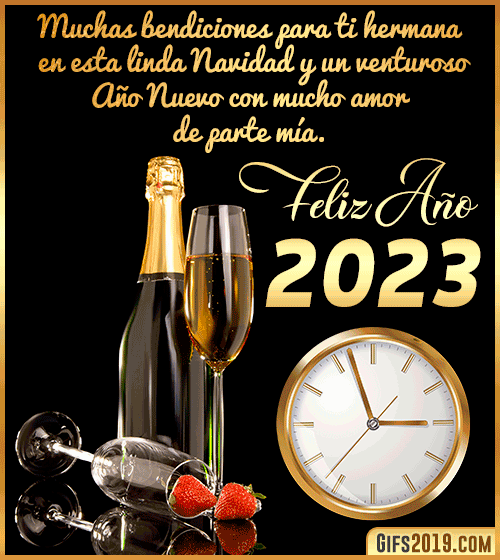 Feliz año nuevo 2023 hermana gif