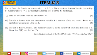 Cambridge AS and A level maths, 9709, probability and statistics, discrete random variables, expectation of random variables, variance of discrete random variables, random, permutation, combination, probability and sample space