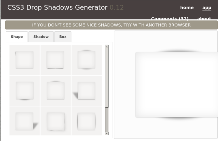 CSS3 Drop Shadows Generator