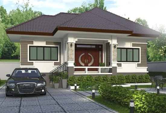 Desain rumah atap limas dengan 3 kamar tidur