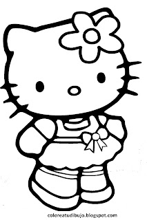 Hello Kitty con vestido para colorear