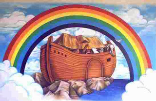 Noah's ark and rainbow