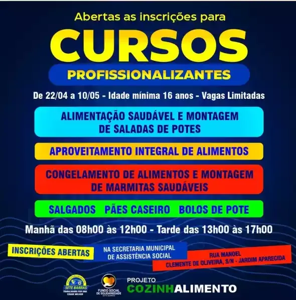 Abertas as inscrições para diversos cursos profissionalizantes em Sete Barras