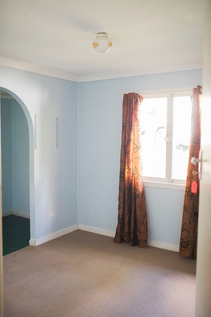 blue painted bedroom