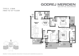 Godrej Meridian Type A 3BHK Plan