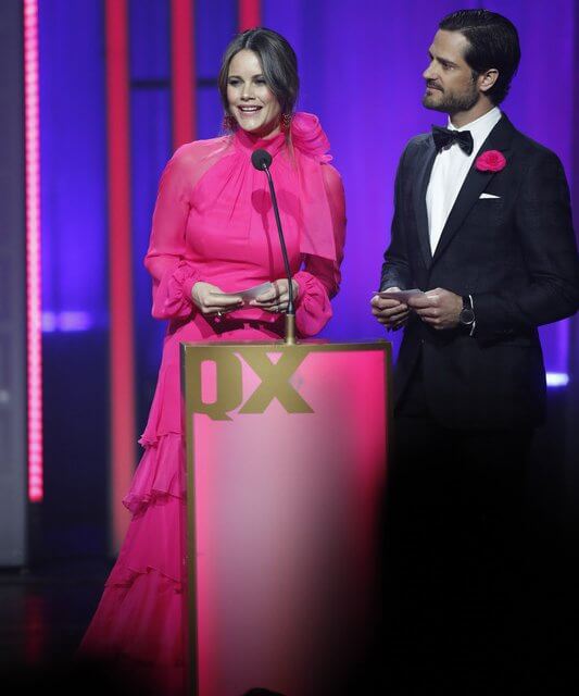 Princess Sofia wore a pink gown by Swedish fashion designer Lars Wallin