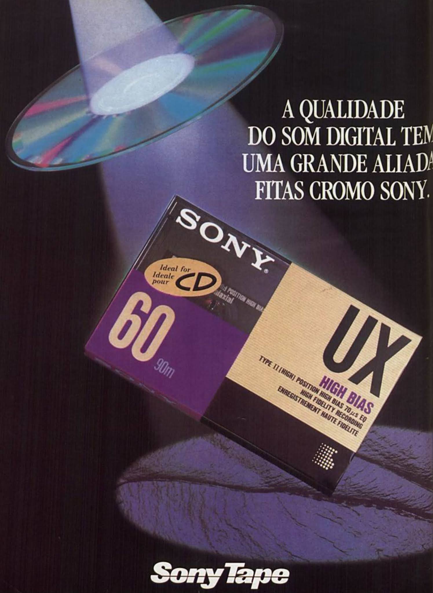 Anúncio da Sony promovendo sua fita cassete em 1992