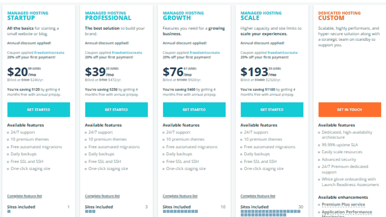 WP Engine Hosting Plans and Pricing