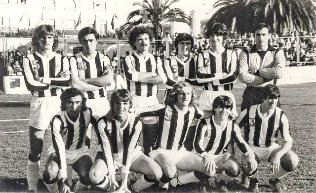 C. D. CASTELLÓN. Temporada 1979-80. Soriano, Planelles, Llopis, Adalberto, Beltrán y Museros. Cabrera, Roberto, Gilé, Viña y Subirats. C. D. CASTELLÓN 3 🆚 REAL OVIEDO 2 Domingo 03/02/1980. Campeonato de Liga de 2ª División, jornada 21. Castellón de la Plana, estadio de Castalia. GOLES: ⚽1-0: 15’, Viña. ⚽2-0: 35’, Gilé. ⚽2-1: 41’, José Carlos. ⚽3-1: 52’, Cabrera, de penalti. ⚽3-2: 72’, José Carlos.