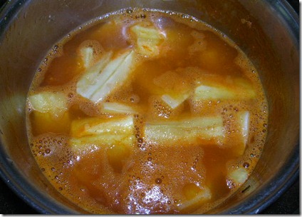 Aipim cozido no caldo