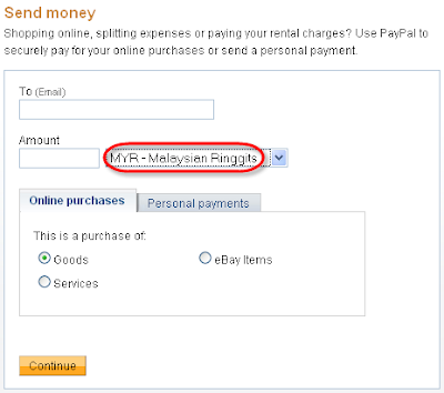 Send money via PayPal in Ringgit Malaysia