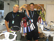 Photo 1 (LR)David Yamane and Jay Lewandowski pose with racquets in the . (stringers )