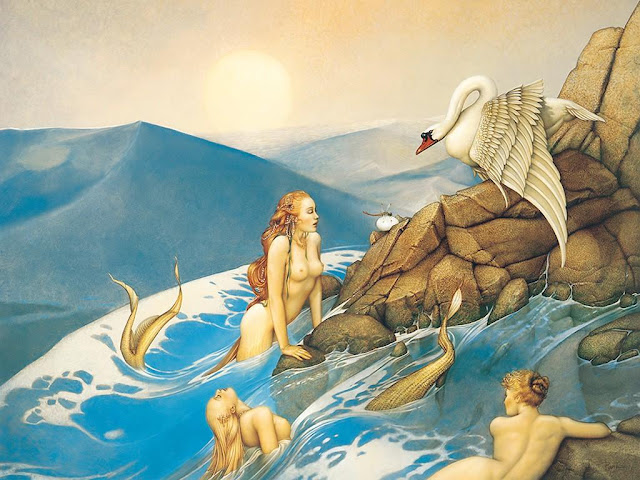 Mermaids,painting,Micheal Parkes