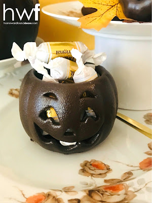 fall,pumpkins,foofoo Faux Food,sweaters,home decor,DIY,diy decorating,seasonal,decorating,painting,tutorial,Thanksgiving,Halloween,re-purposed,thrifted,dollar store crafts,faux cake with faux chocolate pumpkins,Dollar Tree pumpkins.