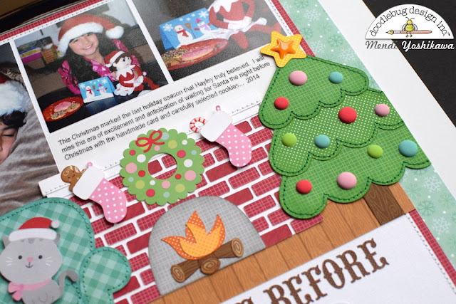 Doodlebug Design Milk & Cookies Twas The Night Before Christmas Scrapbook Layout by Mendi Yoshikawa