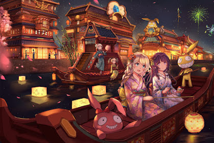 21+ Firework Festival Japan Anime Background