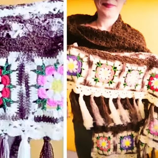 Un Chal o Reboso Con Terminación en Granny a Crochet