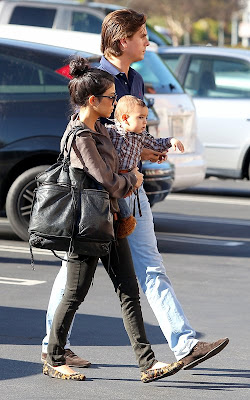 Kourtney Kardashian in Calabasas with Scott and Mason