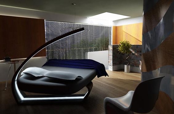 Futuristic Bedroom Design LED Lighting by Federico Bergese