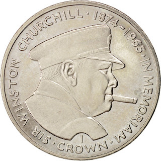 Isle of Man Coins One Crown 1990 Sir Winston Churchill smoking a cigar