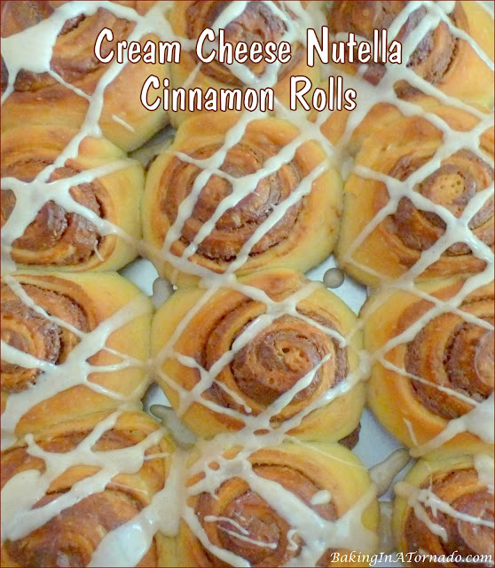 Cream Cheese Nutella Cinnamon Rolls | recipe developed by Karen of www.BakingInATornado.com | #recipe #Bread