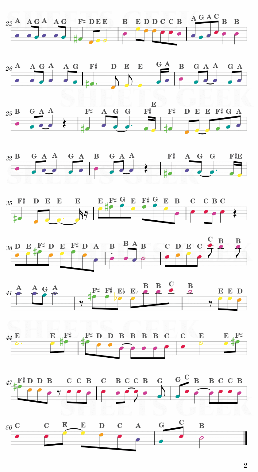 Tum Hi Ho - Aashiqui 2 Easy Sheet Music Free for piano, keyboard, flute, violin, sax, cello page 2