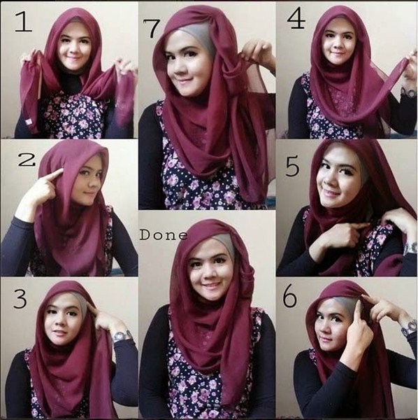 Trend pola kreasi tutorial gaya desain model hijab dengan jilbab atau kerudung segi empa 35 Model Tutorial Hijab Segi Empat Terbaru 2017/2018