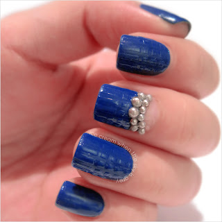 Blue & Silver Pearls Nail Art Tutorial Chanel Spring Summer 2013 Ready To Wear Show Inspired