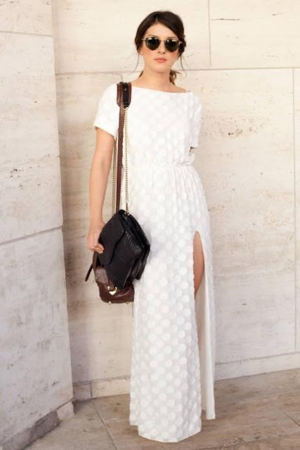 White summer dress and bags for Ladies