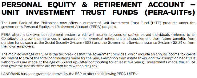 PERA or Personal Equity and Retirement Account Program