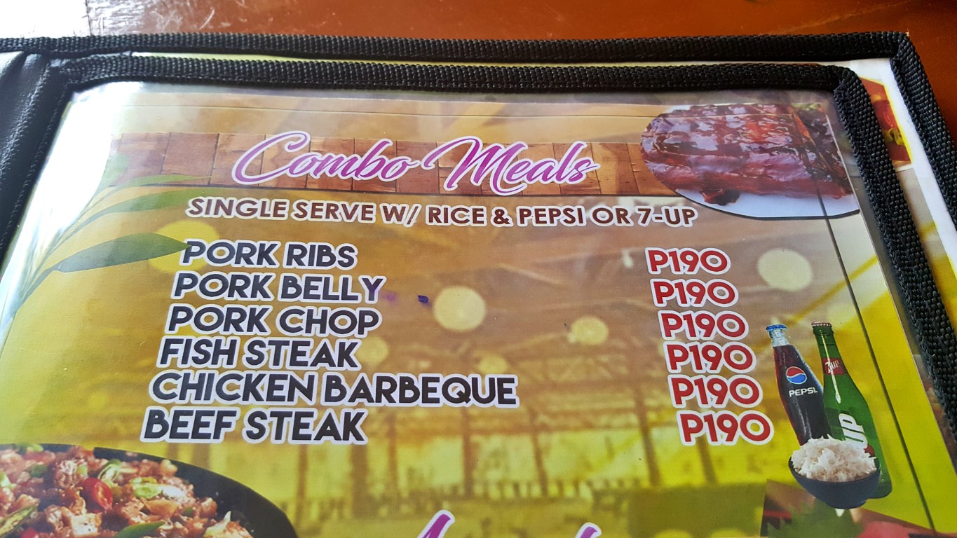 menu book of Isla Jardin Del Mar Resort in Glan, Sarangani