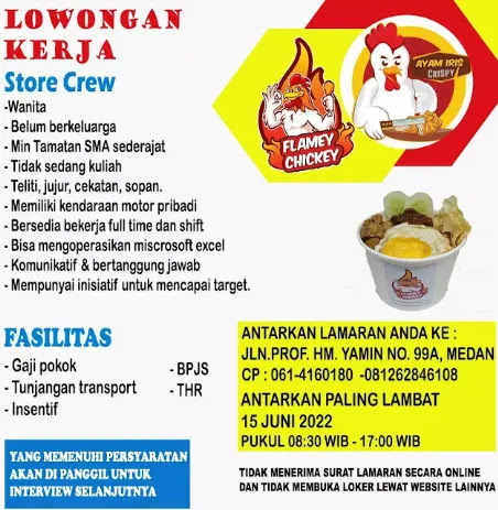 Lowongan Kerja Crew di Ayam Iris Crispy