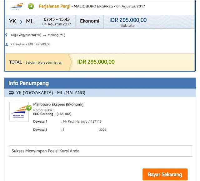 Kini Booking Tiket Kereta Api Online Bisa Pilih Kursi Sesuka Hati