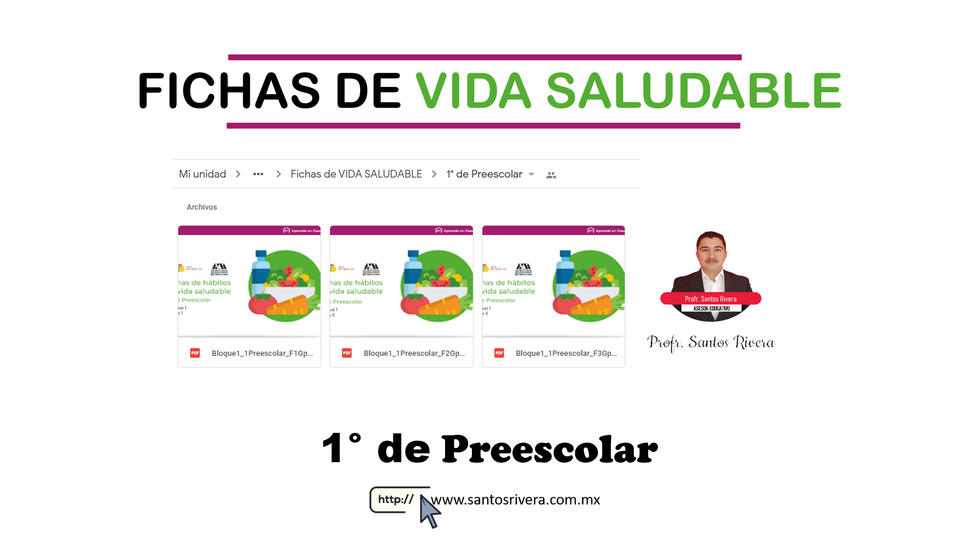 Fichas de VIDA SALUDABLE para 1° de Preescolar