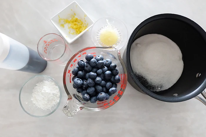 blueberry sauce ingredients prepped