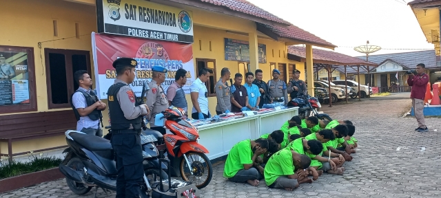 Dalam Dua Pekan Satresnarkoba Polres Aceh Timur Berhasil Ungkap 10 Kasus Narkoba Dengan 15 Orang Tersangka