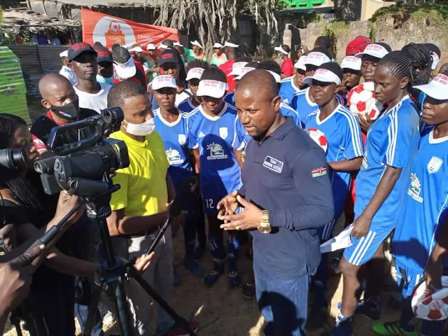 Kilifi Senatorial contestant and a lawyer George Kithi  at a football tournament At Alaskan Malindi.