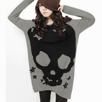 Allegra, K Woman, Long, Sleeve, Skull, Printed, Stretch, Pullover, Shirt, Sweater, New, Amazon 