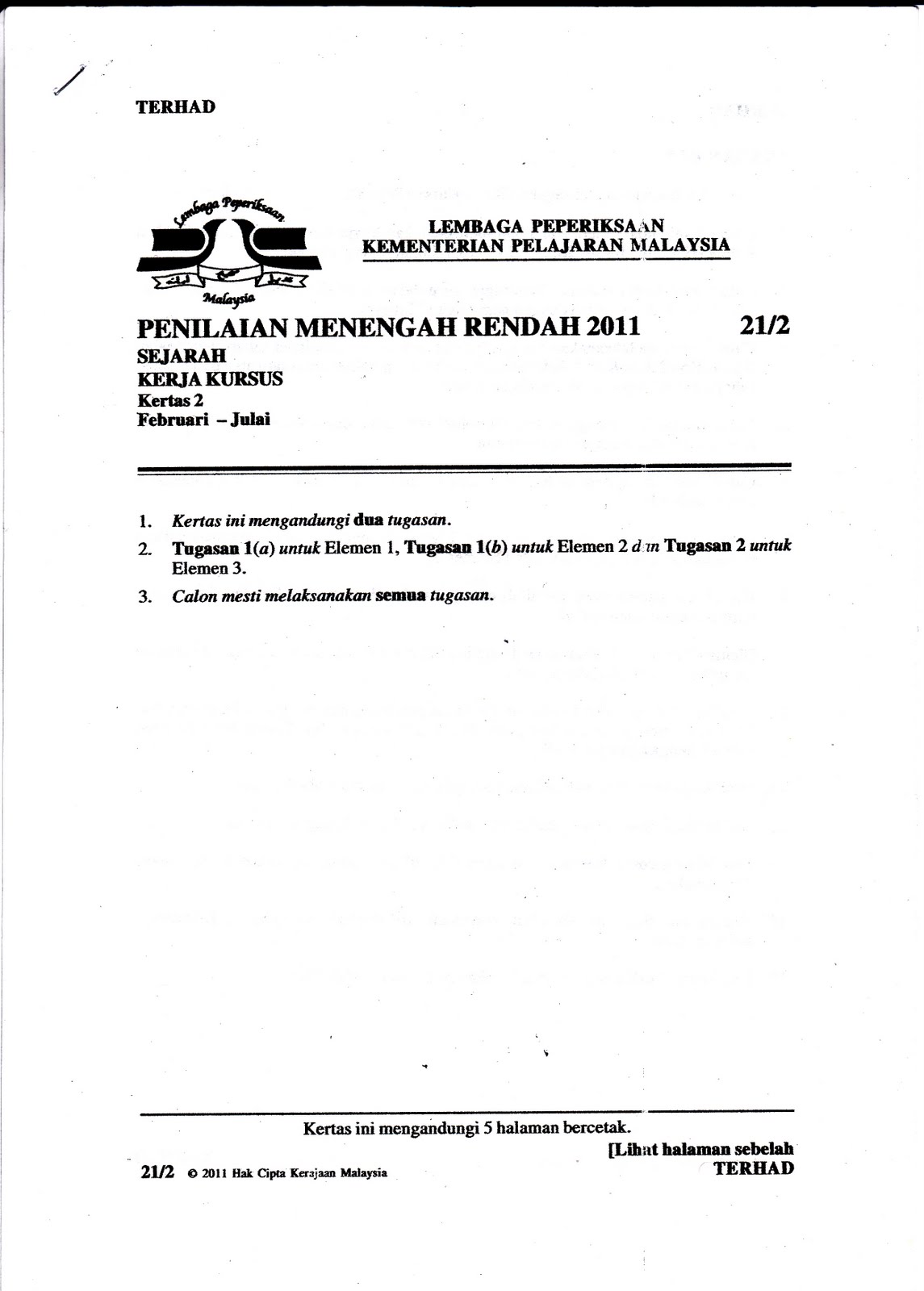 Dunia niezam///: SOALAN KERJA KURSUS PMR SEJARAH 2011